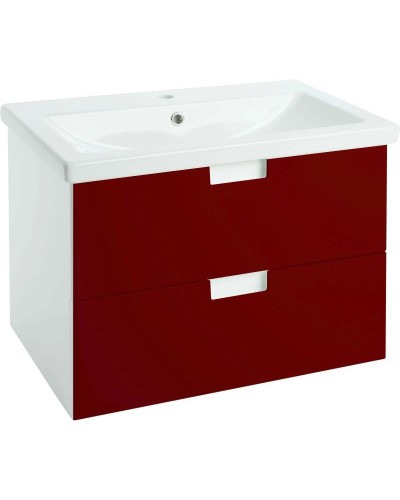 Тумба с раковиной красный глянец/белый глянец 80 см Bellezza Пегас 4630413270033 + 4690311045416