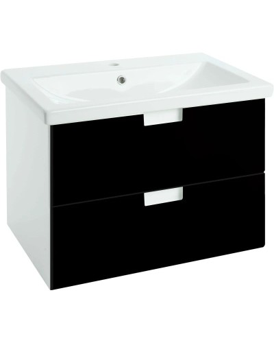Тумба с раковиной черный глянец/белый глянец 80 см Bellezza Пегас 4630413270040 + 4690311045416