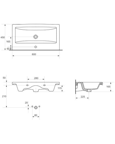 Тумба с раковиной черный глянец/белый глянец 80 см Bellezza Пегас 4630413270040 + 4690311045416