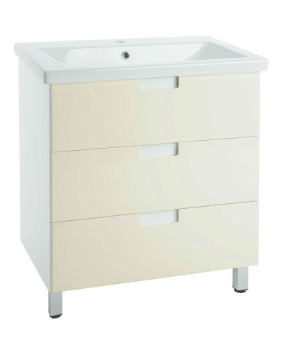 Тумба с раковиной бежевый глянец/белый глянец 80 см Bellezza Пегас 4630413140077 + 4690311045416