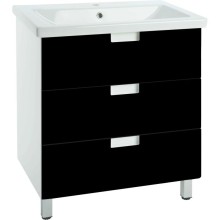 Тумба с раковиной черный глянец/белый глянец 80 см Bellezza Пегас 4630413140046 + 4690311045416