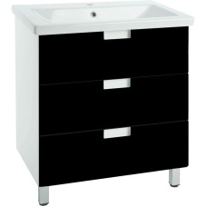 Тумба с раковиной черный глянец/белый глянец 80 см Bellezza Пегас 4630413140046 + 4690311045416