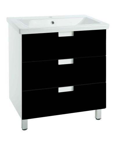 Тумба с раковиной черный глянец/белый глянец 80 см Bellezza Пегас 4630413140046 + 4690311045416