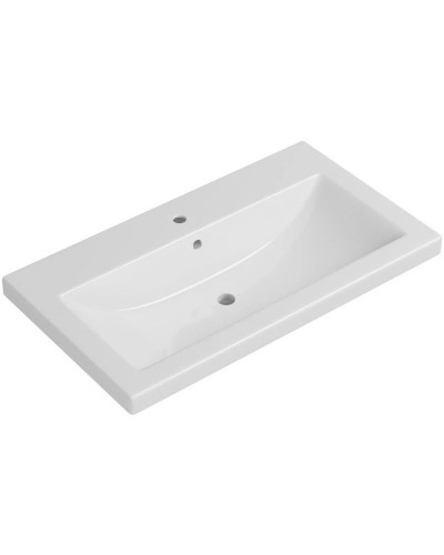 Тумба с раковиной черный глянец/белый глянец 80 см Bellezza Пегас 4630413140046 + 4690311045416