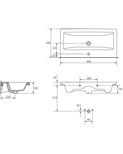 Тумба с раковиной бежевый глянец/белый глянец 89,5 см Bellezza Пегас 4630415270079 + 5902115715303