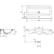 Тумба с раковиной черный глянец/белый глянец 89,5 см Bellezza Пегас 4630415270048 + 5902115715303