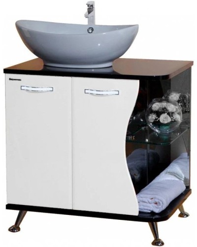 Тумба с раковиной белый глянец/черный глянец 71 см Bellezza Рио 4633611242260 + 4620008193823