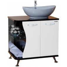 Тумба с раковиной белый глянец/черный глянец 71 см Bellezza Рио 4633611241263 + 4620008193823