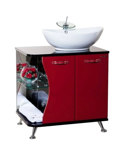 Тумба с раковиной красный глянец/черный глянец 71 см Bellezza Рио 4633611241218 + 4620008193823