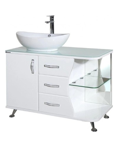 Тумба с раковиной белый глянец 91 см Bellezza Рио 4633615142016 + 4620008193823