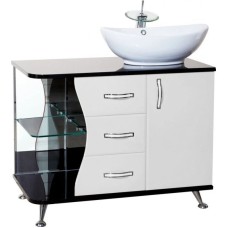 Тумба с раковиной белый глянец/черный глянец 91 см Bellezza Рио 4633615141262 + 4620008193823