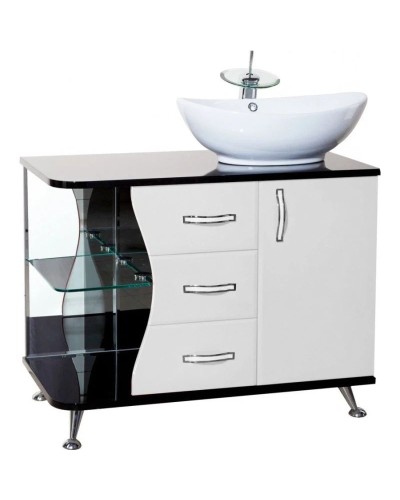 Тумба с раковиной белый глянец/черный глянец 91 см Bellezza Рио 4633615141262 + 4620008193823