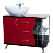 Тумба с раковиной красный глянец/черный глянец 91 см Bellezza Рио 4633615142214 + 4620008193823