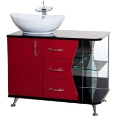 Тумба с раковиной красный глянец/черный глянец 91 см Bellezza Рио 4633615142214 + 4620008193823