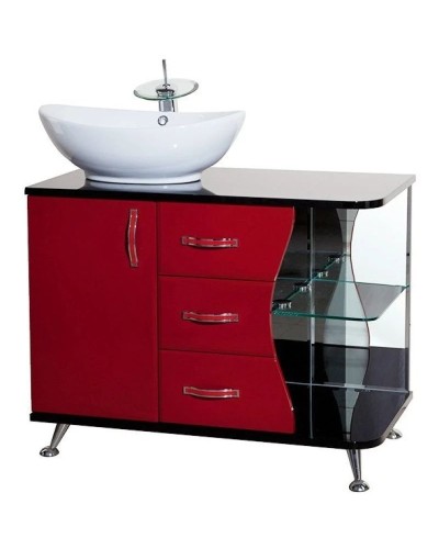 Тумба с раковиной красный глянец/черный глянец 91 см Bellezza Рио 4633615142214 + 4620008193823