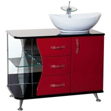 Тумба с раковиной красный глянец/черный глянец 91 см Bellezza Рио 4633615141217 + 4620008193823