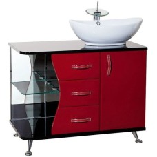 Тумба с раковиной красный глянец/черный глянец 91 см Bellezza Рио 4633615141217 + 4620008193823