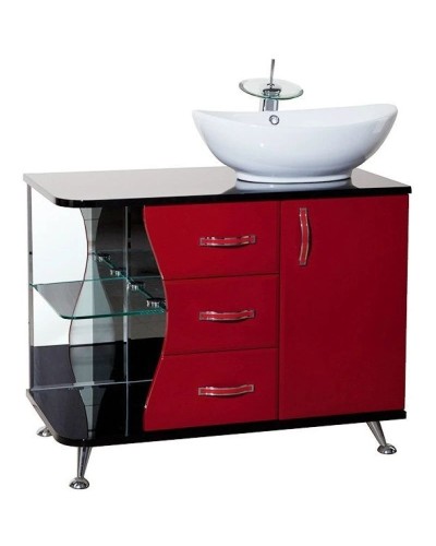 Тумба с раковиной красный глянец/черный глянец 91 см Bellezza Рио 4633615141217 + 4620008193823