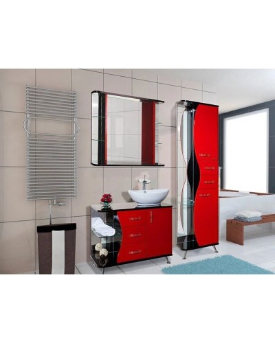 Тумба с раковиной красный глянец/черный глянец 91 см Bellezza Рио 4633615141217 + 4620008193823