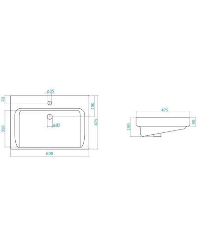 Тумба с раковиной черный глянец/белый глянец 60 см Bellezza Рокко 4635309670041 + 4620000148562