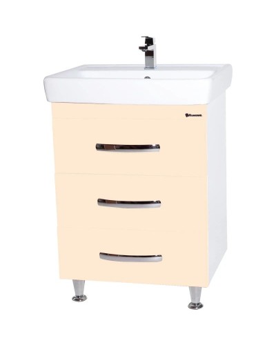 Тумба с раковиной бежевый глянец/белый глянец 60 см Bellezza Рокко 4635309660073 + 4620000148562