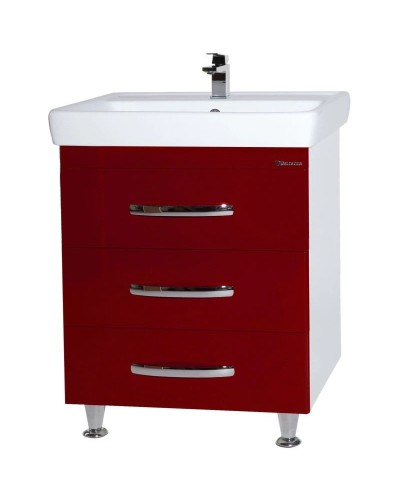 Тумба с раковиной красный глянец/белый глянец 60 см Bellezza Рокко 4635309660035 + 4620000148562