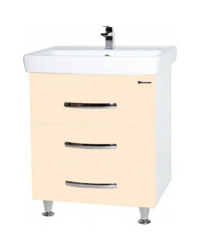 Тумба с раковиной бежевый глянец/белый глянец 70 см Bellezza Рокко 4635311660078 + 4620000148555