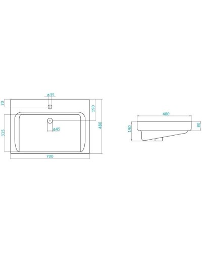 Тумба с раковиной бежевый глянец/белый глянец 70 см Bellezza Рокко 4635311660078 + 4620000148555