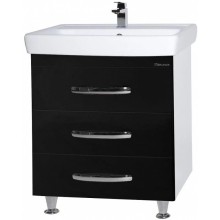 Тумба с раковиной черный глянец/белый глянец 70 см Bellezza Рокко 4635311660047 + 4620000148555