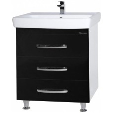 Тумба с раковиной черный глянец/белый глянец 70 см Bellezza Рокко 4635311660047 + 4620000148555
