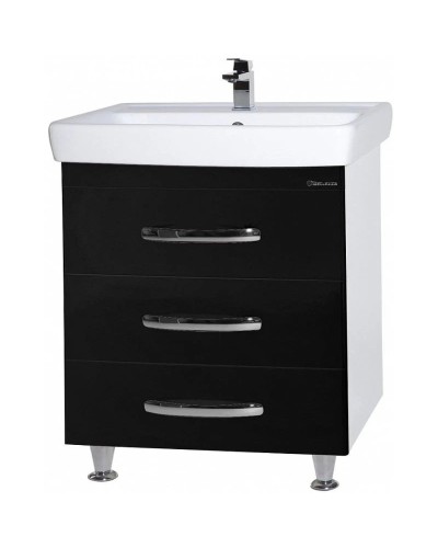Тумба с раковиной черный глянец/белый глянец 70 см Bellezza Рокко 4635311660047 + 4620000148555