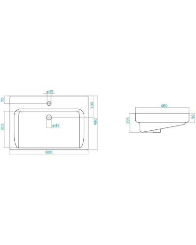 Тумба с раковиной красный глянец/белый глянец 80 см Bellezza Рокко 4635313670037 + 4620000148579