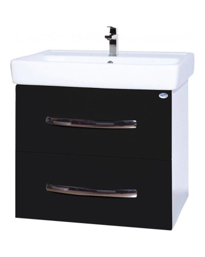 Тумба с раковиной черный глянец/белый глянец 80 см Bellezza Рокко 4635313670044 + 4620000148579