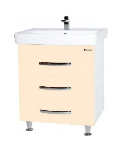 Тумба с раковиной бежевый глянец/белый глянец 80 см Bellezza Рокко 4635313660076 + 4620000148579