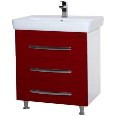 Тумба с раковиной красный глянец/белый глянец 80 см Bellezza Рокко 4635313660038 + 4620000148579