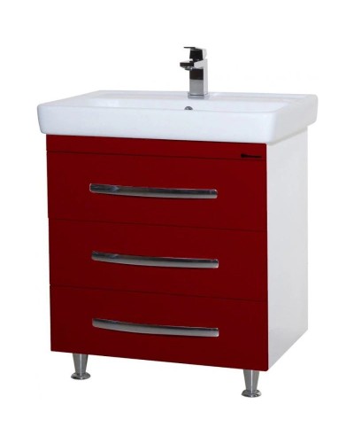 Тумба с раковиной красный глянец/белый глянец 80 см Bellezza Рокко 4635313660038 + 4620000148579
