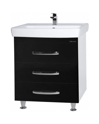 Тумба с раковиной черный глянец/белый глянец 80 см Bellezza Рокко 4635313660045 + 4620000148579
