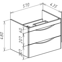 Тумба с раковиной орех 60,5 см Bellezza Санриса 4630109180431 + 4690311076861