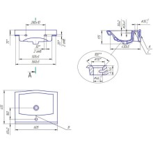 Тумба с раковиной орех 60,5 см Bellezza Санриса 4630109180431 + 4690311076861