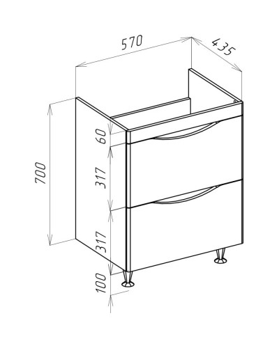 Тумба с раковиной орех 60,5 см Bellezza Санриса 4630109000432 + 4690311076861