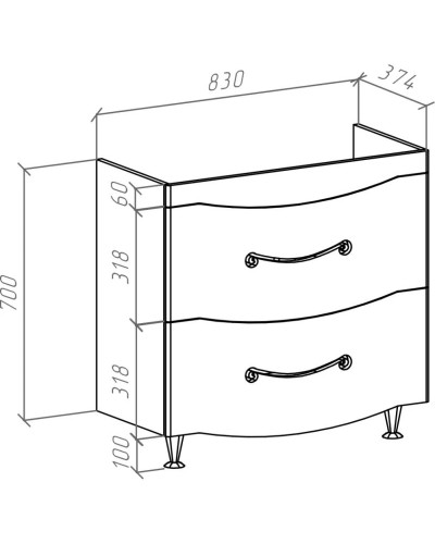 Тумба с раковиной белый глянец 86,5 см Bellezza Сесилия 4639714110017 + 4640021060780