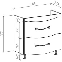 Тумба с раковиной капучино 86,5 см Bellezza Сесилия 4639714110451 + 4640021060780