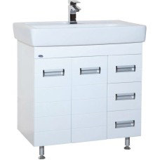 Тумба с раковиной белый глянец 80 см 3 ящика Bellezza Сиена 4633913080010 + 4620000148579