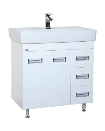 Тумба с раковиной белый глянец 80 см 3 ящика Bellezza Сиена 4633913080010 + 4620000148579