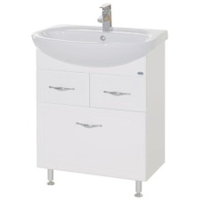 Тумба с раковиной белый глянец 66,5 см с бельевой корзиной Bellezza Стелла 4636010120016 + 4620000141426
