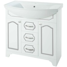 Тумба с раковиной белый глянец серебряная патина 106,5 см Bellezza Тиффани 4630518110395 + 4620008197340