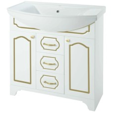 Тумба с раковиной белый глянец золотая патина 76 см Bellezza Тиффани 4630512110384 + 4620008197470