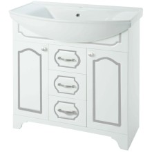 Тумба с раковиной белый глянец серебряная патина 76 см Bellezza Тиффани 4630512110391 + 4620008197470