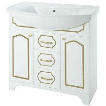 Тумба с раковиной белый глянец золотая патина 86,5 см Bellezza Тиффани 4630514110382 + 4620008197357