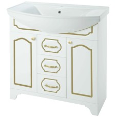 Тумба с раковиной белый глянец золотая патина 86,5 см Bellezza Тиффани 4630514110382 + 4620008197357